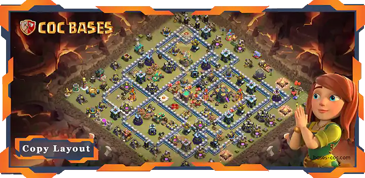 Top War Base TH14 with Link, Defense, WarCWL Layout - Clash of Clans (11)