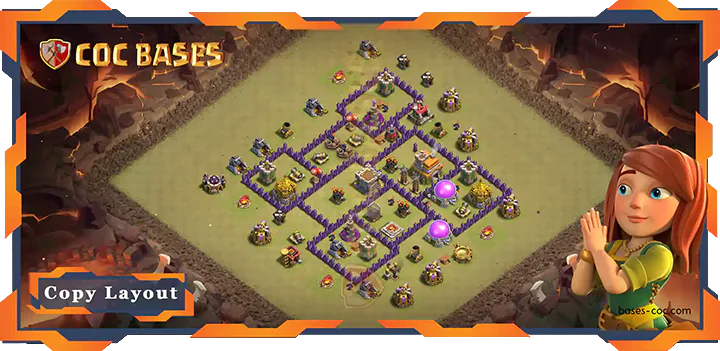 Top War Base TH7 with Link, Anti Air, WarCWL Layout - Clash of Clans (03)