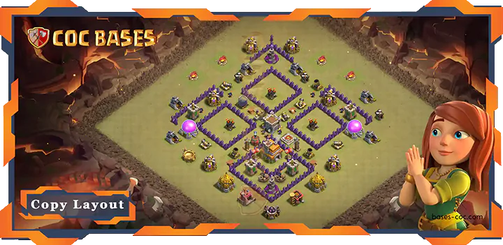 Top War Base TH7 with Link, Anti AirDragon, Anti 3 Stars, WarCWL Layout - Clash of Clans (05)
