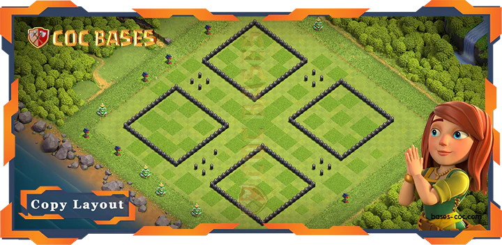 Coc Bases Wall Clash of Clans TH8 Anti 2 Star Base