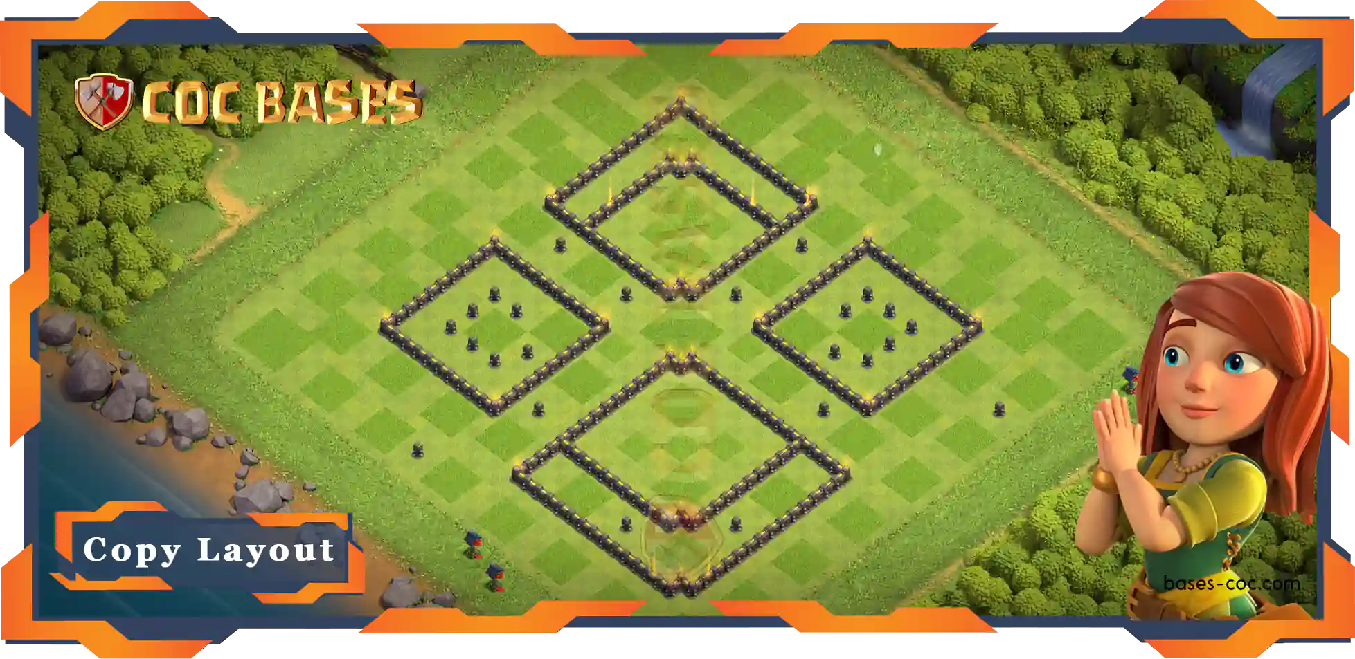 Coc Bases Wall Clash of Clans TH9 Anti 2 Star Base