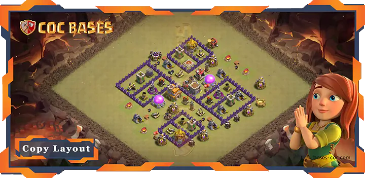 Top Defense Base TH7 with Link, Anti Air Dragon, WarCWL Layout - Clash of Clans (19)