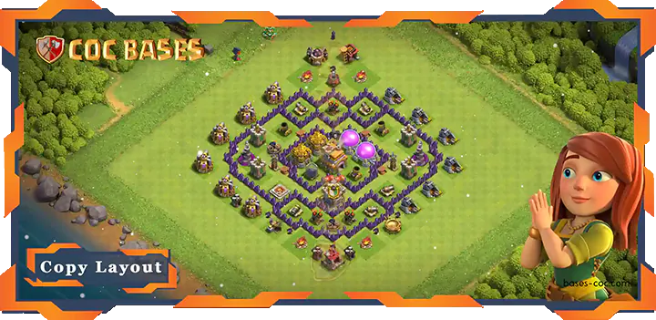 Top Farming Base TH7 with Link, Hybrid, Anti 3 stars Layout - Clash of Clans (22)