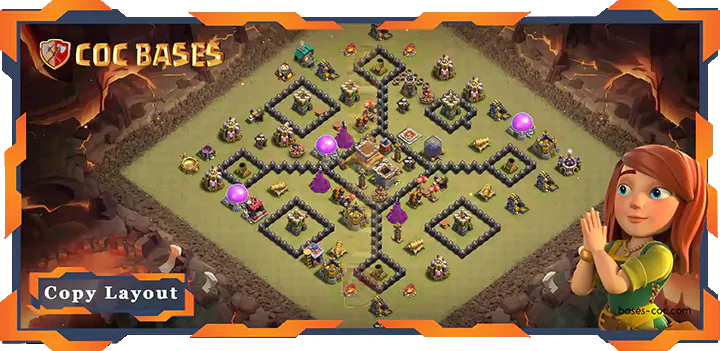 Top WarBase TH8 with Link, Anti Air Dragon, Defense, WarCWL Layout - Clash of Clans (15)