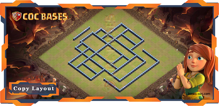 Coc Bases Wall Top War Base TH13 with Link, Anti 2 Stars, WarCWL, Anti Everything Layout - Clash of Clans (60)