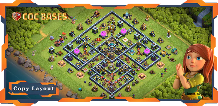 Top Hybrid Base TH13 with Link, Farming, Legend League Layout - Clash of Clans (40)