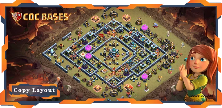 Top War Base TH13 with Link, Defense, Anti Everything, WarCWL Layout - Clash of Clans (44)