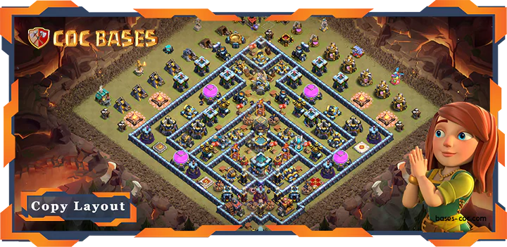 Top War Base TH13 with Link, Hybrid, Defense, Anti Everything, WarCWL Layout - Clash of Clans (41)