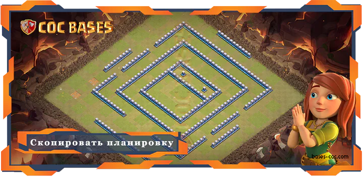 COC базы стен Clash of Clans Военные базы TX12 - КВЛ (Клановая война лига) базы