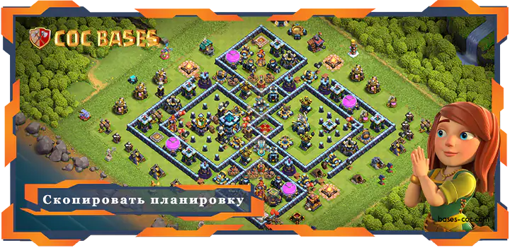 Clash of Clans Анти-ВоздухАнти-ЭлектроАнти-Воздушный шарАнти-Дракон базы TX13