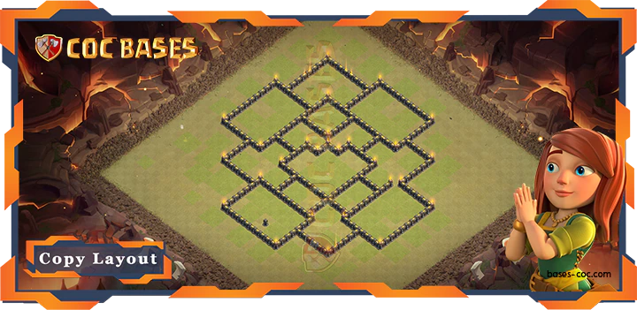 Coc Bases Wall Top War Base TH9 with Link, War CWL, Defense, Anti Everything Layout - Clash of Clans (57)