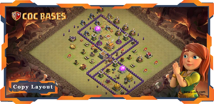 Top Base TH7 with Link, Defense, War CWL Layout - Clash of Clans (28)
