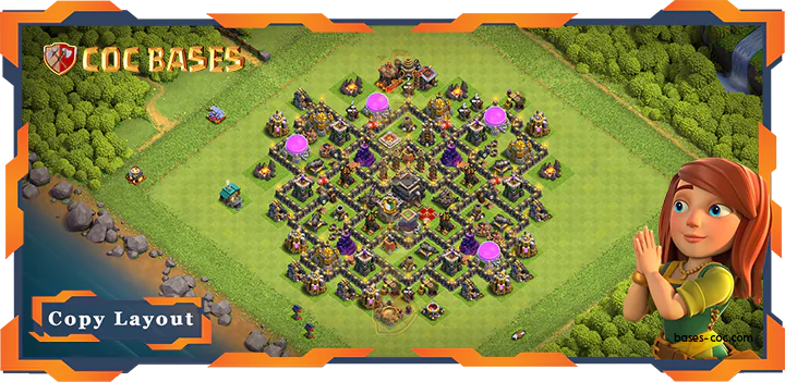 Top Defense Base TH9 with Link, Anti 3 Stars, Anti Air Anti Dragon Layout - Clash of Clans (55)
