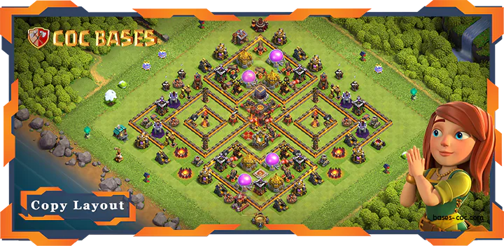 Top Farming Base TH10 Max Levels with Link, Hybrid, Anti Air Dragon Layout - Clash of Clans (40)
