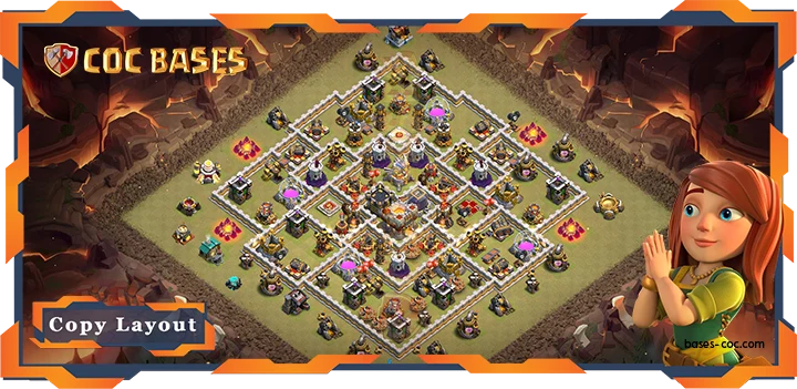 Top War Base TH11 with Link, Anti 2 Stars, WarCWL, Anti Everything Layout - Clash of Clans (43)