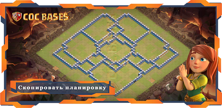 COC базы стен Топ Военная База TH14 с Ссылкой, Анти 2 звезды, Легендарная Лига, Военные КВЛ Планировка - Clash of Clans (16)