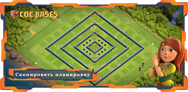 COC базы стен Топ Гибридная База TH13 с Ссылкой, Анти-Воздух, Анти 3 звезды Планировка - Clash of Clans (01)