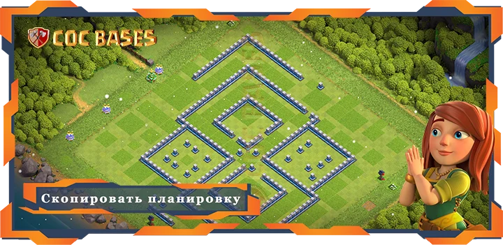 COC базы стен Топ Гибридная База ТХ12 с Ссылкой, Анти 3 звезды, Анти-Воздух Планировка - Clash of Clans (01)