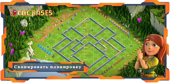 COC базы стен Топ Гибридные база TH15 с ссылкой, Защита планировки - Clash of Clans (22)