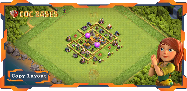 Top Base TH5 Max Levels with Link, Hybrid, Farming Layout - Clash of Clans (44)