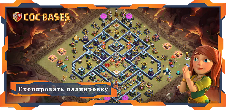 Топ Военная База TH13 с Ссылкой, Анти Все, Защита, ВоенныеКВЛ Планировка - Clash of Clans (12)