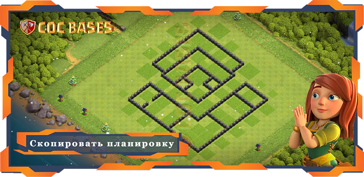 COC базы стен Топ База ТХ8 с ссылкой, Анти-Воздух Дракон, Гибридные планировки - Clash of Clans 2023 (09)