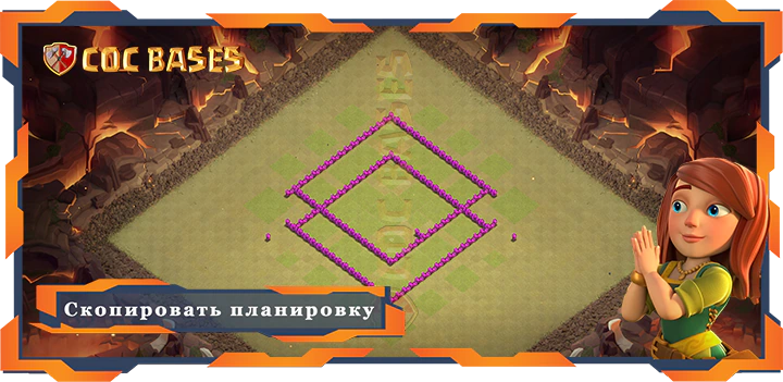 COC базы стен Топ Военные База TH6 с ссылкой, Гибрид - Анти 2 Звезды, Анти 3 Звезды, ВоенныеКВЛ планировка - Clash of Clans (03)