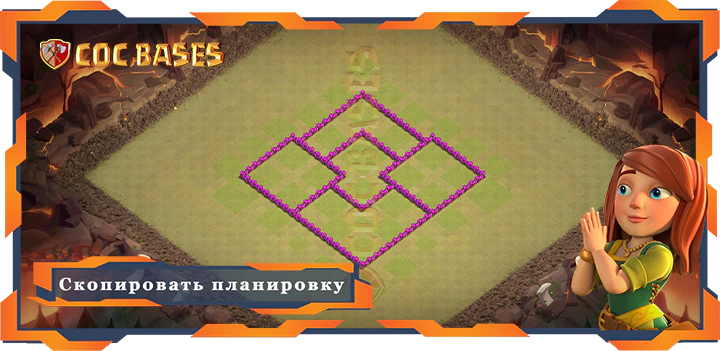 COC базы стен Топ Военные База TH6 с ссылкой, Гибридные, Анти-Воздух, Защита, ВоенныеКВЛ планировки - Clash of Clans (08)