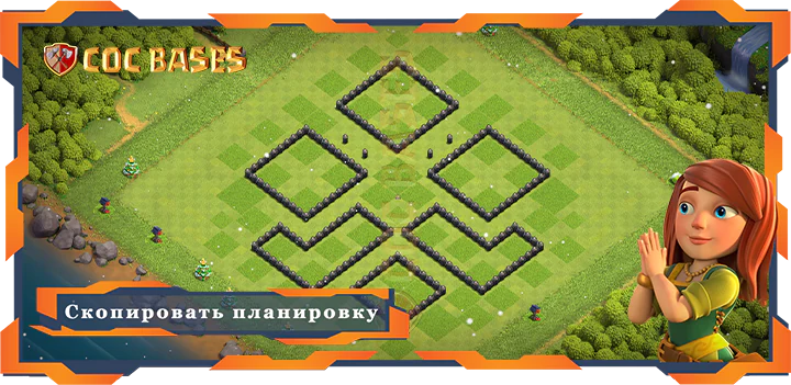 COC базы стен Топ Защита База ТХ8 с ссылкой, Анти Все, Анти 3 Звезды Планировка - Clash of Clans (08)