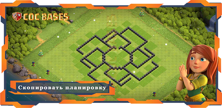 COC базы стен Топ Фарм База ТХ8 с ссылкой, Гибридные, Анти 3 Звезды Планировка - Clash of Clans (11)