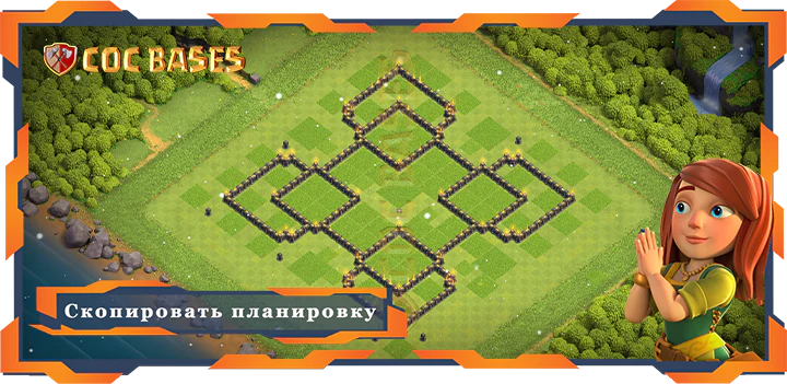 COC базы стен Топ Фарм База ТХ9 со Ссылкой, Гибридные, Анти 3 звезды Планировка - Clash of Clans (22)