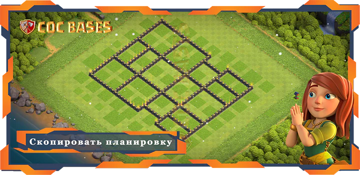 COC базы стен Топ Фарм база ТХ9 макс уровни со ссылкой, Анти-всё планировка - Clash of Clans (19)