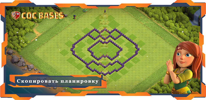 COC базы стен Топ фарм базас TH7 с сылкой, Гибридные, Анти 3 Звезды планировка - Clash of Clans (22)