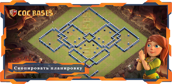 COC базы стен Топ Военная база ТХ14 с ссылкой, Защита, Военные КВЛ, Анти Все планировка - Clash of Clans (38)