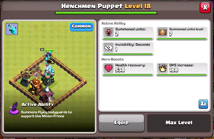 Henchmen Puppet max level 18
