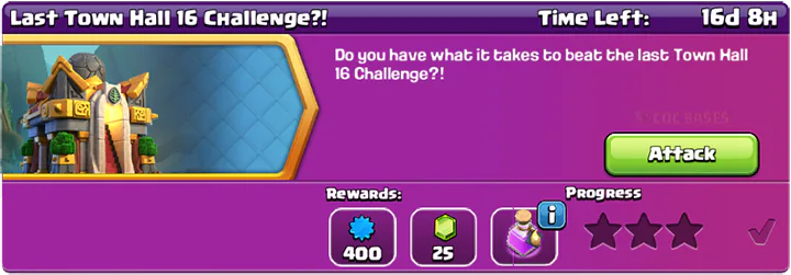 Last Town Hall 16 Challenge! available