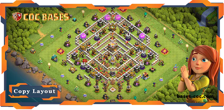 Top Anti 2 Star Base TH11 with Link, Hybrid Layout - Clash of Clans (64)