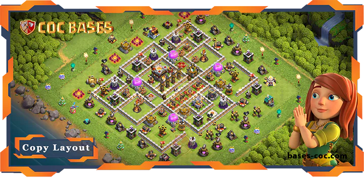 Top Anti 3 Star Base TH11 with Link, Defence Layout - Clash of Clans (61)
