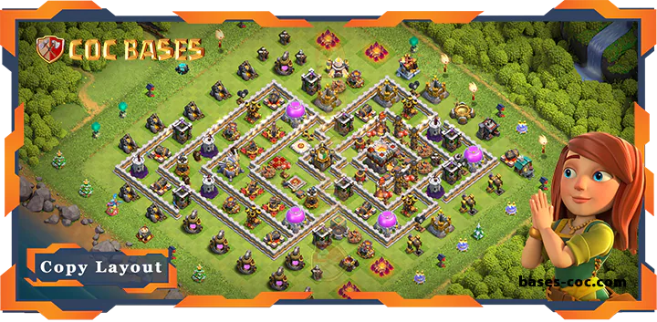 Top Anti Trophy Base TH11 with Link, Hybrid Layout - Clash of Clans (83)