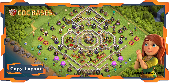Top Base TH11 with Link, Anti 2 Star, Anti Air Electro Dragon Layout - Clash of Clans (90)