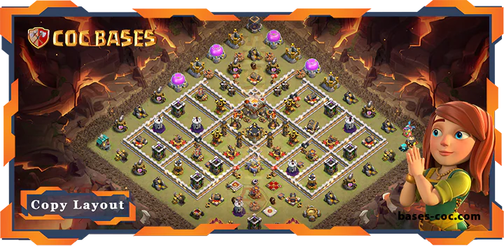 Top Base TH11 with Link, WarCWL, Anti Everything, Anti 3 Star, Defence Layout - Clash of Clans (71)