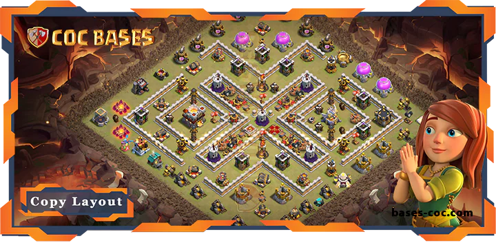 Top Base TH11 with Link, WarCWL, Anti Everything, Defence Layout - Clash of Clans (75)