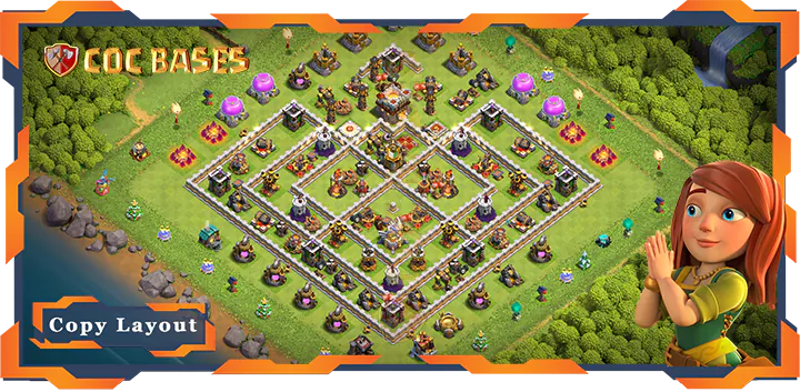 Top Trophy Base TH11 with Link, Anti Everything, Defence Layout - Clash of Clans (86)