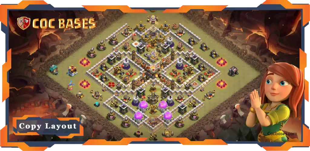 Top War Base TH11 with Link, Anti 3 Star, Anti Air Eletro Dragon Layout - Clash of Clans (102)