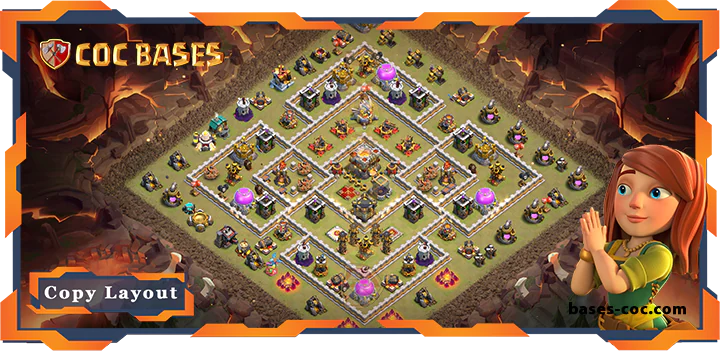 Top War Base TH11 with Link, Anti 3 Star, Defence Layout - Clash of Clans (69)