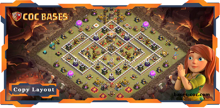 Top War Base TH11 with Link, Anti Everything, WarCWL, Anti 3 Star Layout - Clash of Clans (62)
