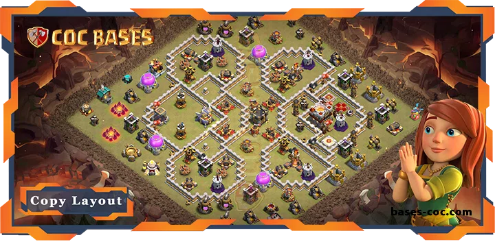 Top War Base TH11 with Link, Defence, Anti Air Electro Dragon Layout - Clash of Clans (93)