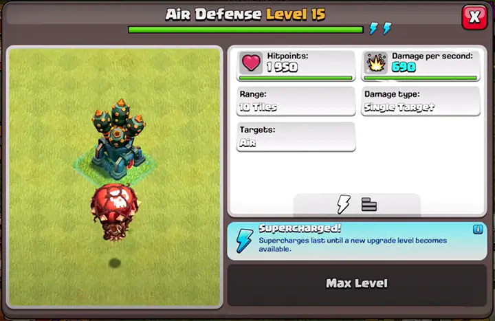 air defense level 15 supercharge
