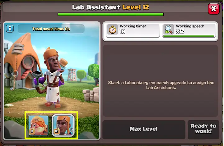 lab assistant max level 12