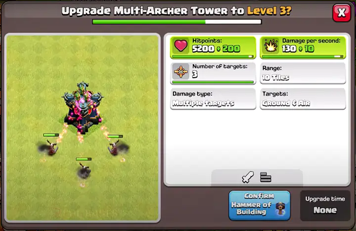 upgrade multi archer tower to level 3